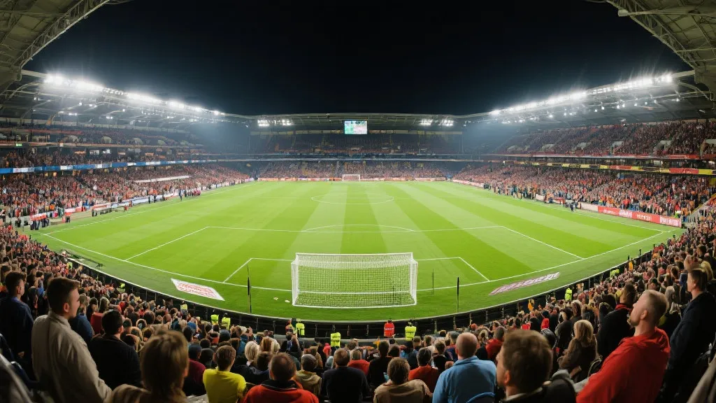 夜色下的球场与欢呼的人群